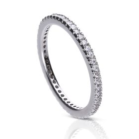 Fiorelli Black Enamel Border Ring with Crystal