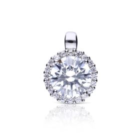 Diamonfire Round Zirconia Halo Pendant