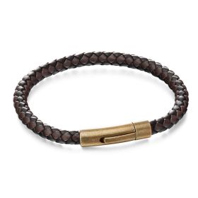 Fred Bennett Brown and Black Woven Leather Bracelet-21.5cm