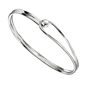 Oval Bangle with Feature Ball Clasp