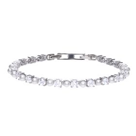 Diamonfire Pearl and Zirconia Tennis Bracelet