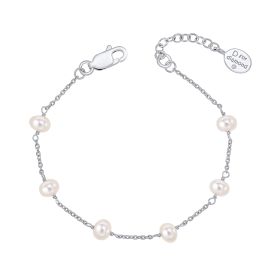 Pearl Station Bracelet with Diamond