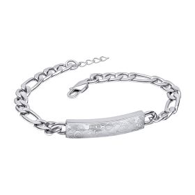 Fred Bennett Damascus Steel ID Bar Chain Bracelet