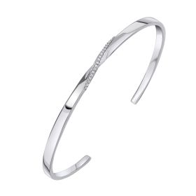 Twist Open Bangle with Cubic Zirconia