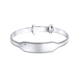 Millegrain Edge Small Expanding Bangle with Diamond