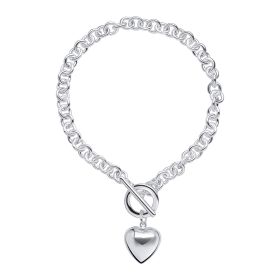 Puff Heart T-Bar Chain Bracelet