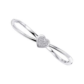 Hinged Heart Bangle with Cubic Zirconia