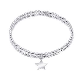 Double Row Stretch Bracelet with Star Charm