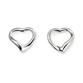 Small Open Heart Stud Earrings