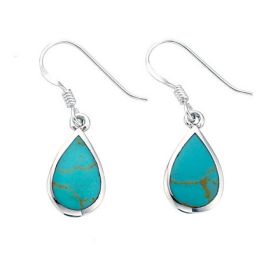 Synthetic Turquoise Teardrop Earrings