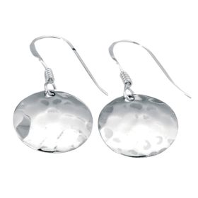 Small Hammered Disc Drop Earrings