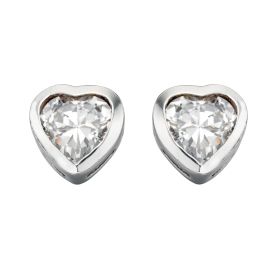 Heart Stud Earrings with Cubic Zirconia