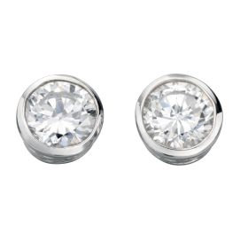 Round Stud Earrings with Cubic Zirconia