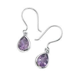 Teardrop Drop Earrings with Amethyst