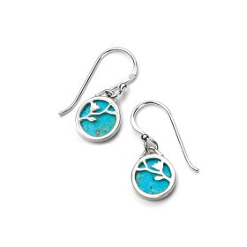 Flower Pattern Earrings with Turquoise Background