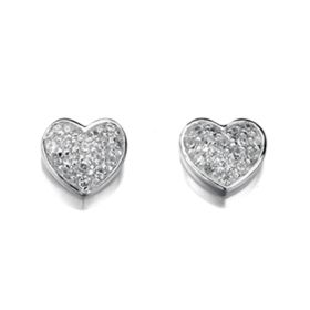 Pave Heart Stud Earrings