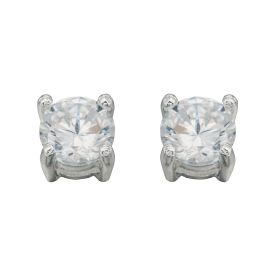 Round Stud Earrings with Cubic Zirconia 5mm