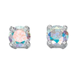 Claw Set Rainbow Cubic Zirconia Stud Earrings 4mm