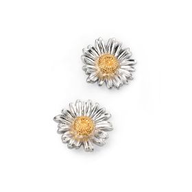 Yellow Gold Plated Detail Daisy Stud Earrings