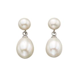 Double Drop Pearl Stud Earrings