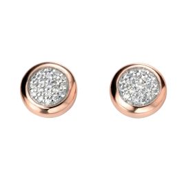 Pave Cubic Zirconia Stud Earrings with Rose Gold Plated Surround