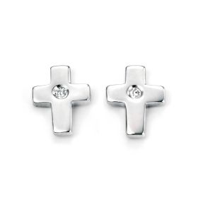 Cross Stud Earrings with Diamond