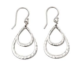 Hammered Double Teardrop Drop Earrings