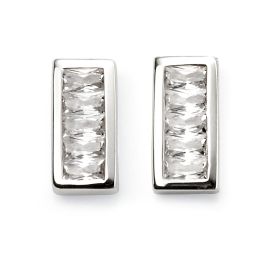 Channel Set Bar Stud Earrings with Cubic Zirconia