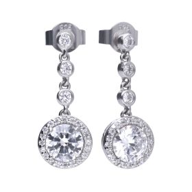 Diamonfire Round Pave Zirconia Drop Earrings