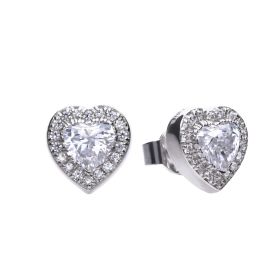 Diamonfire Pave Set Zirconia Heart Stud Earrings