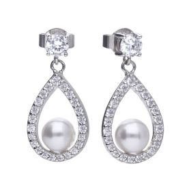 Diamonfire Teardrop Earrings with Shell Pearl and Zirconia