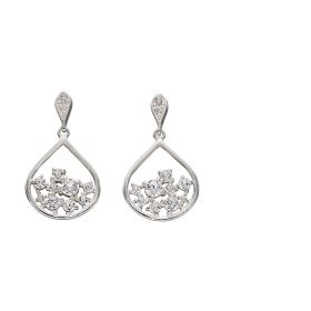 Scattered Cubic Zirconia Teardrop Earrings