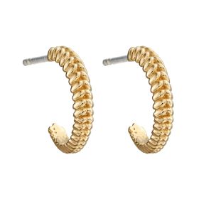 Textured Open Hoop Stud Earrings