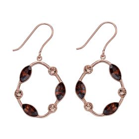 Rose Gold Plated Smoked Topaz Crystal Earrings