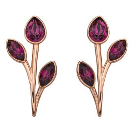 Flower Bud Crystal Stud Earrings