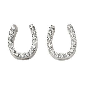 Horse Shoe Shaped Stud Earrings with Cubic Zirconia