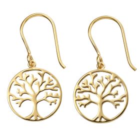 Tree of Life Drop Earrings with Yellow Gold Plating