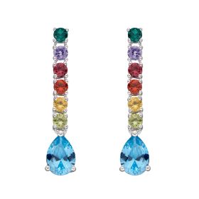 Rainbow Cubic Zirconia Teardrop Earrings