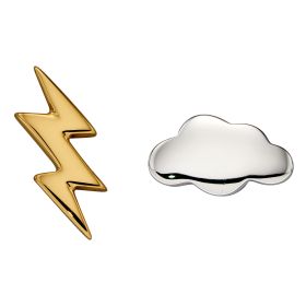 Cloud and Lightning Bolt Stud Earrings