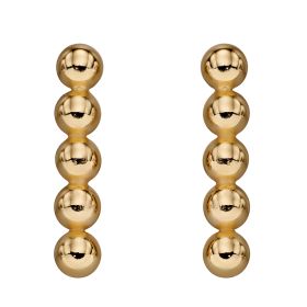 Yellow Gold Plated Long Bead Stud Earrings