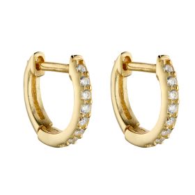 Yellow Gold Plated Hoop Earrings with Cubic Zirconia