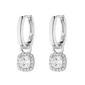 Diamonfire Square Zirconia Drop Assembled Hoop Earrings