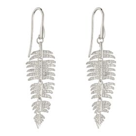 Palm Leaf Drop Earrings with CZ