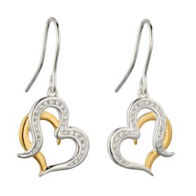 Organic Heart Drop Earrings with Cubic Zirconia