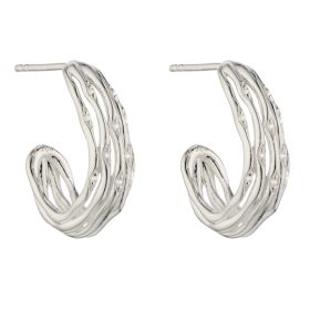 Bamboo Stem Half Hoop Earrings with Cubic Zirconia