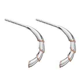 Bamboo Stem Half Hoop Earrings with Rose Gold Plated Detail