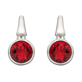 Pillar Round Drop Earrings with Light Siam Crystal