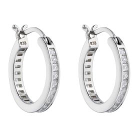 Channel Set Hoop Earrings with Cubic Zirconia