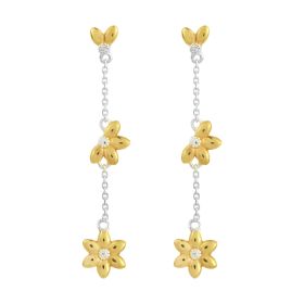 Sunflower Drop Earrings with Yellow Gold Plating