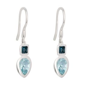 Blue Topaz Iris Petal Drop Earrings